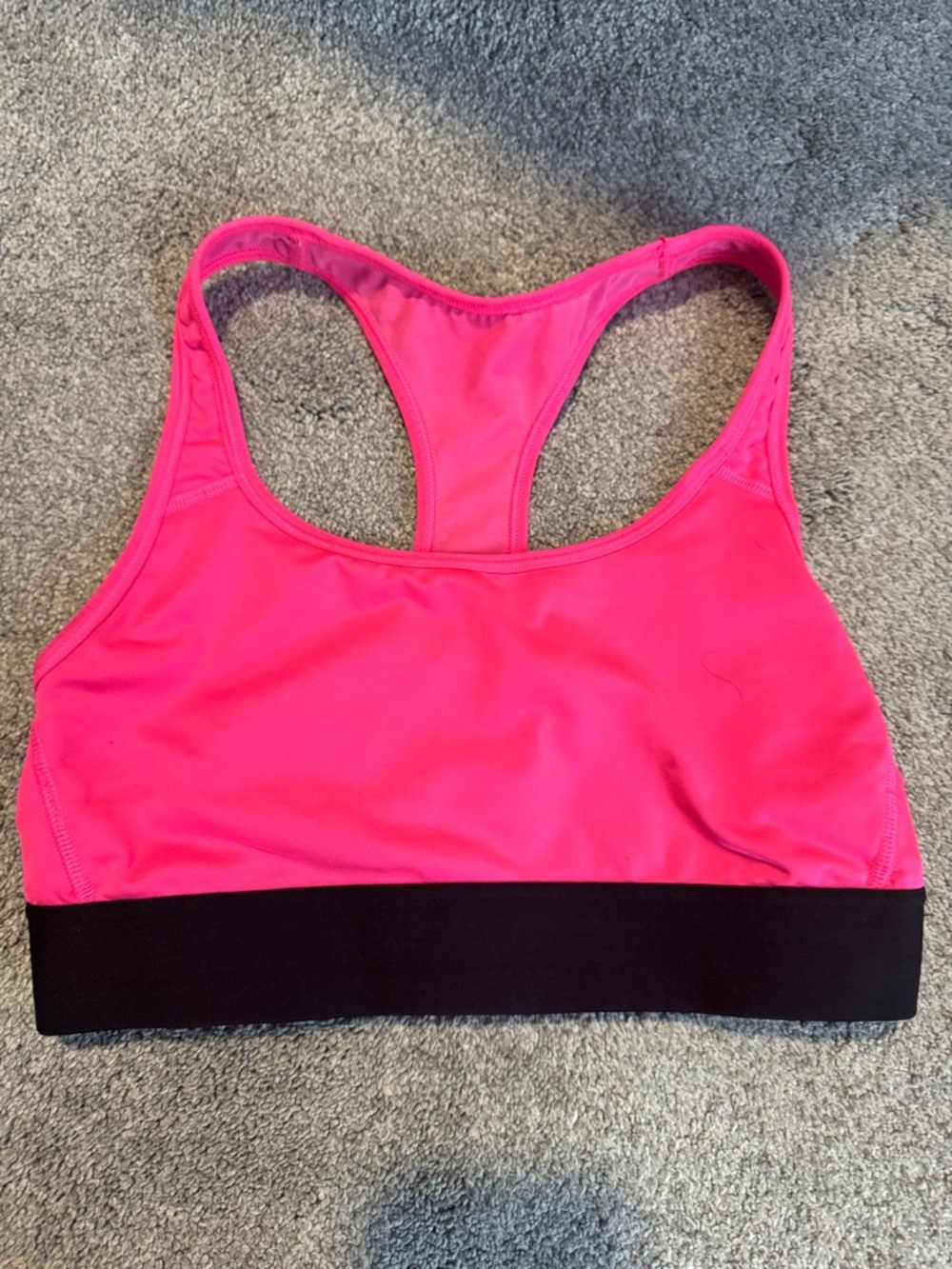 Victoria's Secret Bright Pink Racerback Sports Bra with Black Band